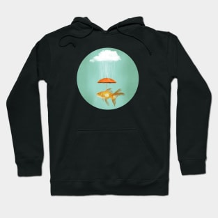 Under a Cloud - Cloud, Rain Umbrella Goldfish Hoodie